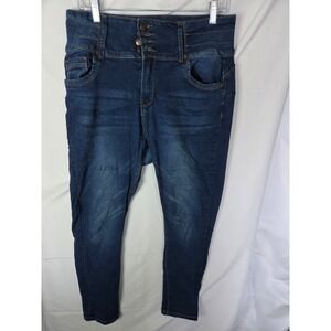 Bamboo Jeans Womens  Dark Wash High Rise Skinny Four Button Fly Stretch Denim
